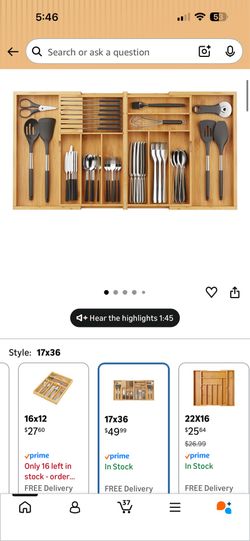 Bamboo Drawer Organizer - New