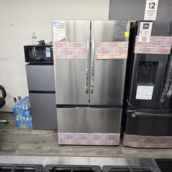 Samsung - 32 cu. ft. Mega Capacity Standard Depth 3-Door French Door Refrigerator in Stainless Steel with Dual Auto Ice Makes 