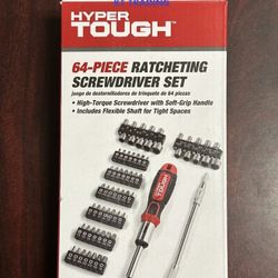 HYPER TOUGH TS90513N 64-Piece High-Torque Soft Grip RATCHETING SCREWDRIVER SET