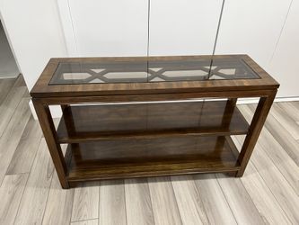 Gorgeous Drexel Heritage Glass Inlay Wood Console/Sofa Table