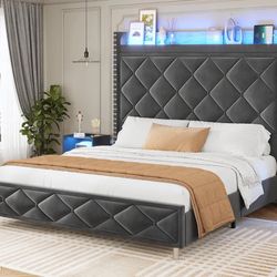 Luxurious Upholstered Bed with LED Accents – Shop Now Pay Later-Visit us at BetterHomeFurnitures.com for More Exclusive Deals