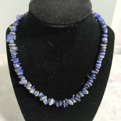 Blue Lapis Stretchable Bead Necklace 