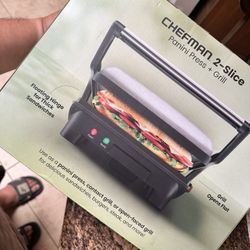 Brand New CHEFMAN 2-Slice Panini Press + Grill 