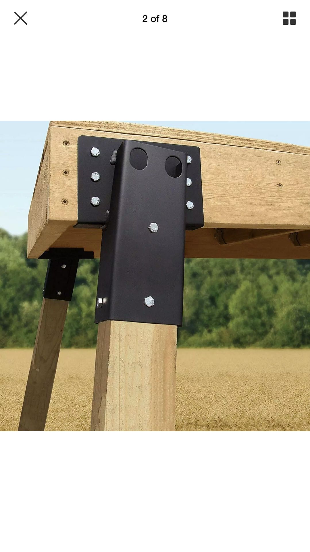 thumbnail image 2 of Platform Brackets Multi-Use 4x4 Compound Angle Brackets For Deer Stand Hunting Blinds Tree House Observation 2 of 12