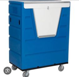 Used Pro pac Global Industrial™ Hopper Front Plastic Security Bulk Truck, 43 Cu. Ft., Blue