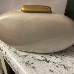 New in Box DEBIMYShell Acrylic Evening Clutch  w/Detachable Gold Metal Strap   Magnetic Closure   Pearl like shimmer Can use as a crossbody $12