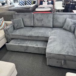 Convertible Sectional Sofa,sleeper Pullout Bed W/Storage 