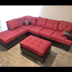 New Red Sectional Couch Only $50 Down Payment 