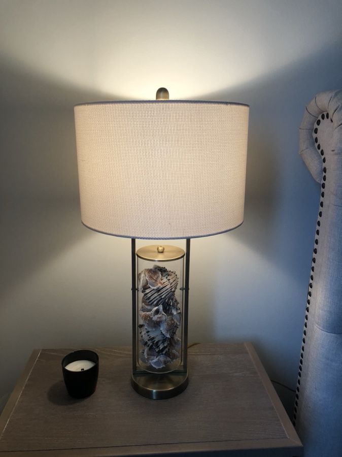 Dimond D1978 15-Inch Width by 29-Inch Height Millisle Table Lamp in Antique Brass and Clear Glass with Shells Inside