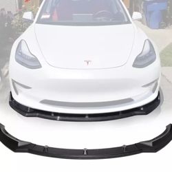 Fits 17-22 Tesla Model 3 IKON Style Front Bumper Lip 3PC PP - Matte Black
