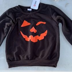 PatPat Halloween Clothes Toddler Boys Girls Sweatshirts Hoodies Pumpkin Face Kids Pullover Long Sleeve Graphic Tees, Black, 5-6 Years