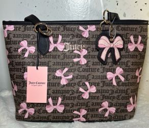 Viral Juicy Couture Simply Sweet Signature Brown w/ Pink Bows Tote ~ NWT