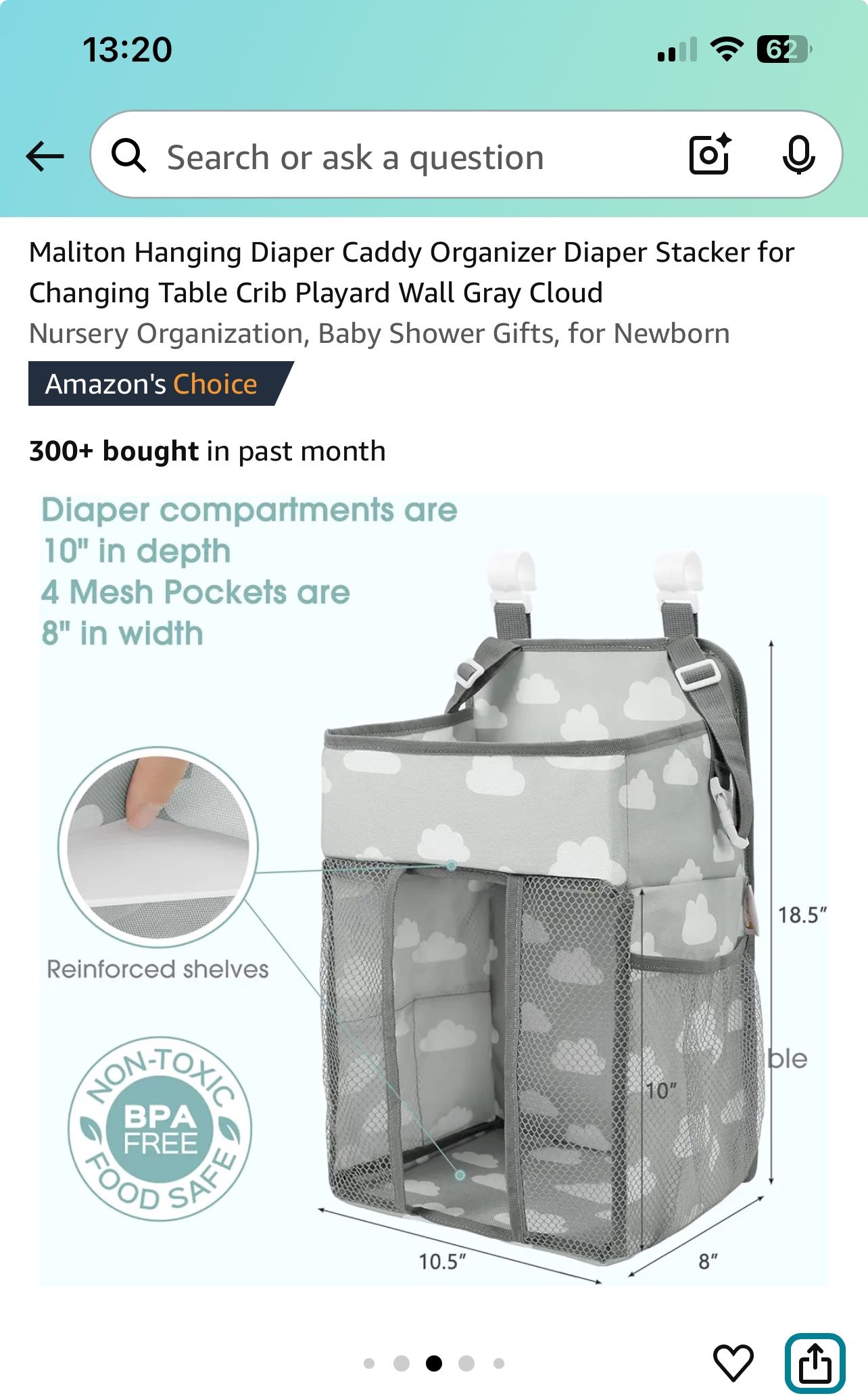 Hanging diaper caddy For Diaper Changing Station