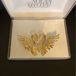 Vintage Double Swan Heart Brooch/pin/accessory 