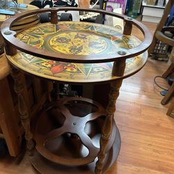 Vintage Wooden Globe Bar Cart, also known as a serving or bar trolley