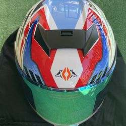 DOT Approved OTS Flip-Up Dual Visor Motorcycle Full Face Helmet with LED Spoiler Size Large 