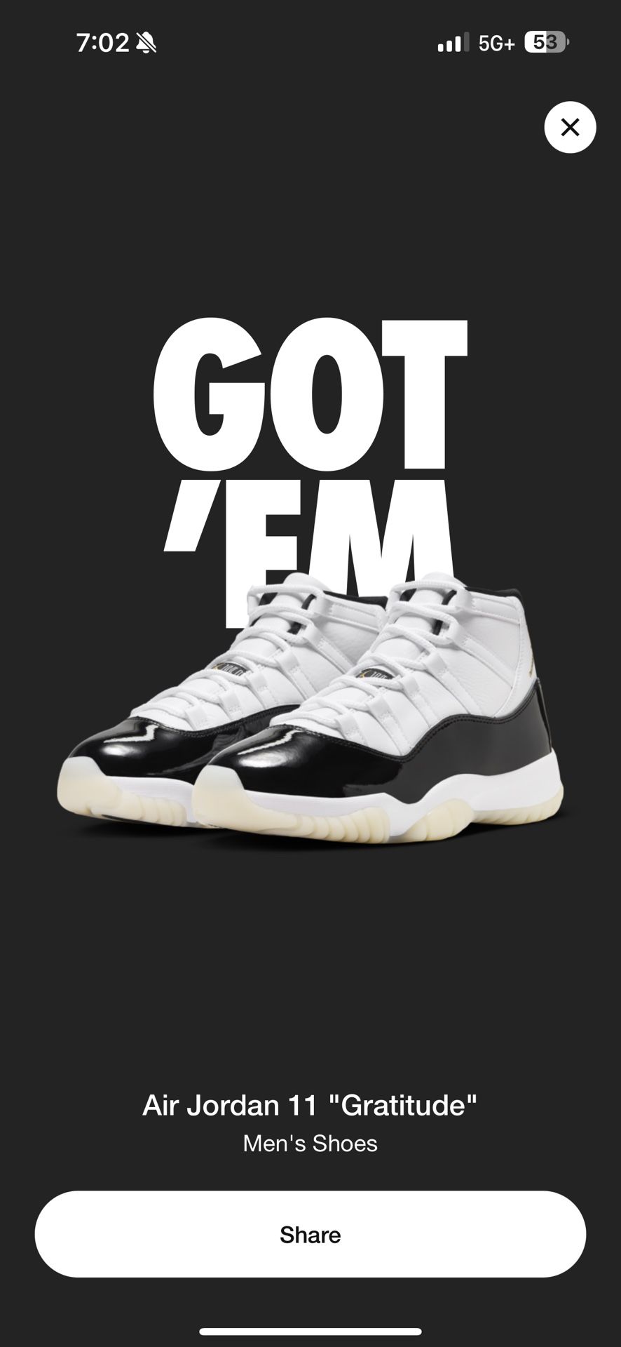 Jordan 11 Gratitude 2023 Size 12.5 Men’s 