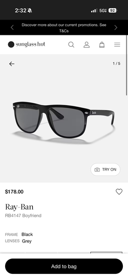 Ray-Ban RB4147 Boyfriend Sunglasses – Black / Green Polarized – Size 60 – Authentic