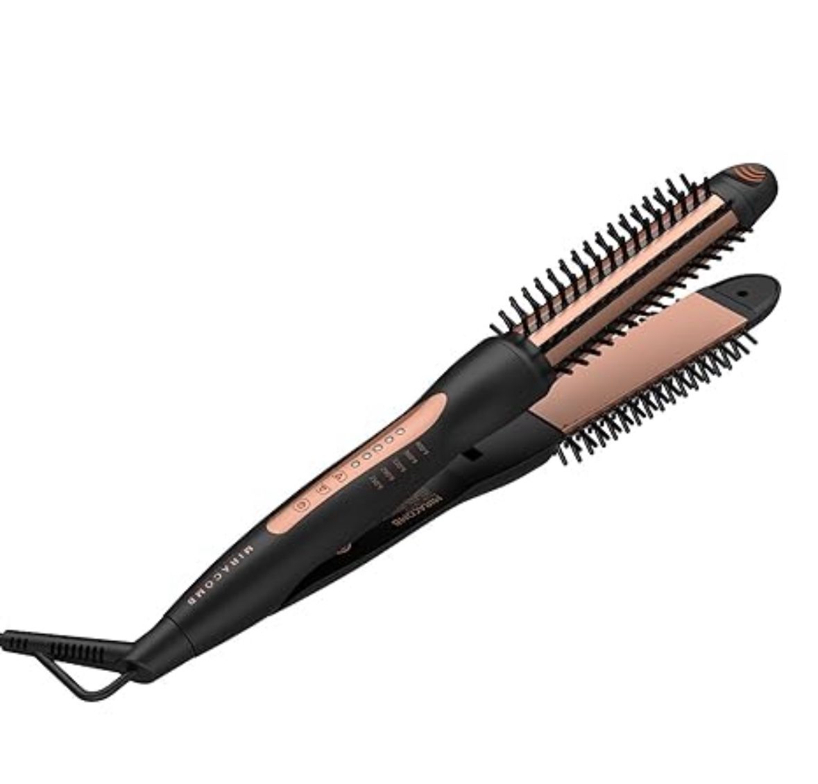 MIRACOMB 3-in-1 Hair Straightener Curling Iron 1.25 Inch Tourmaline Ceramic Flat Iron - Ionic Hot Brush Styler - Anti Scald Curler for Straightening &