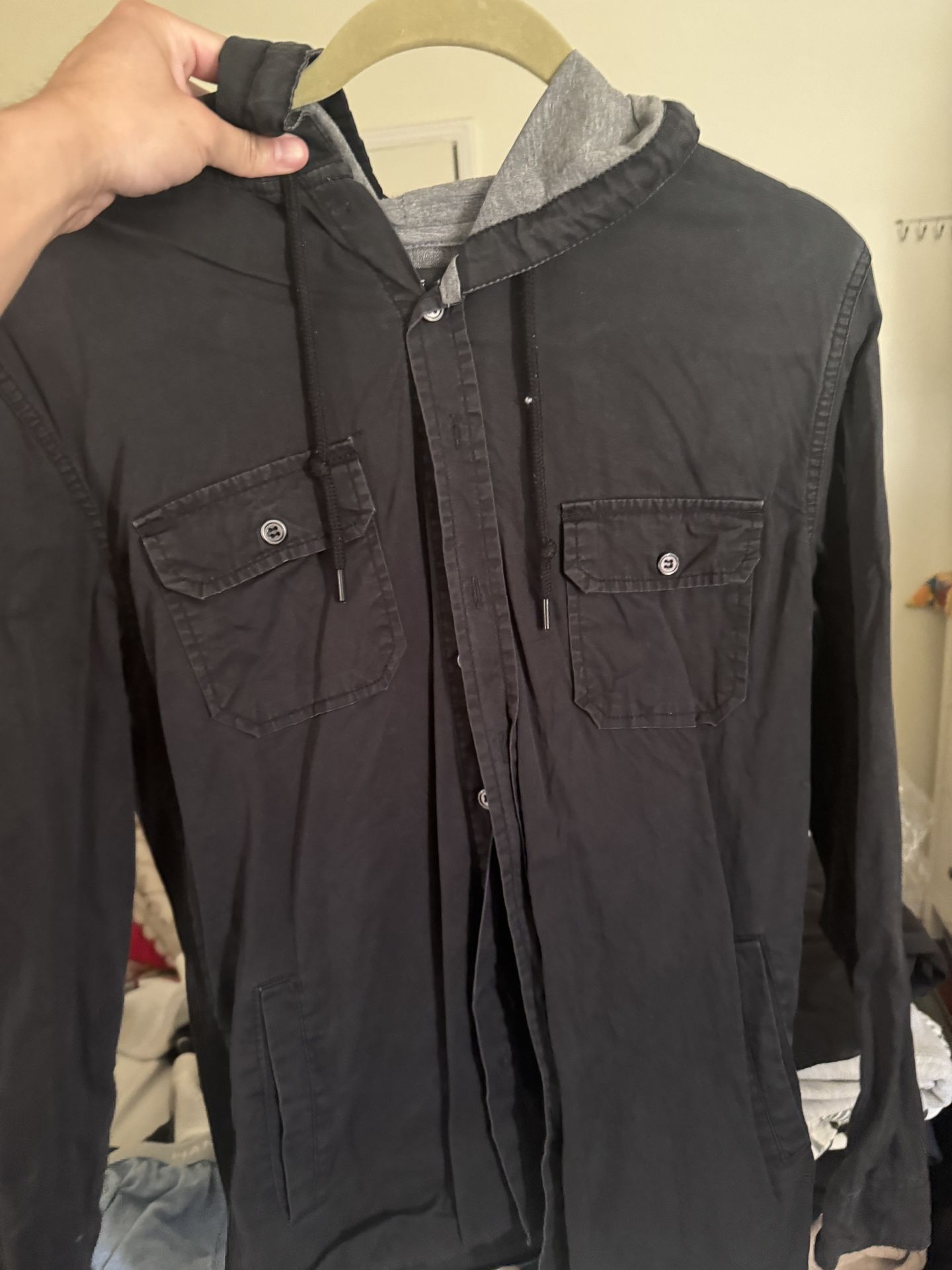 Black Button Down Hoodie
