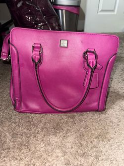Pink Leather Structured Tote Handbag