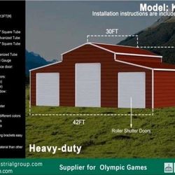 Brand New 42x30 Garage With Triple Roll Up Doors