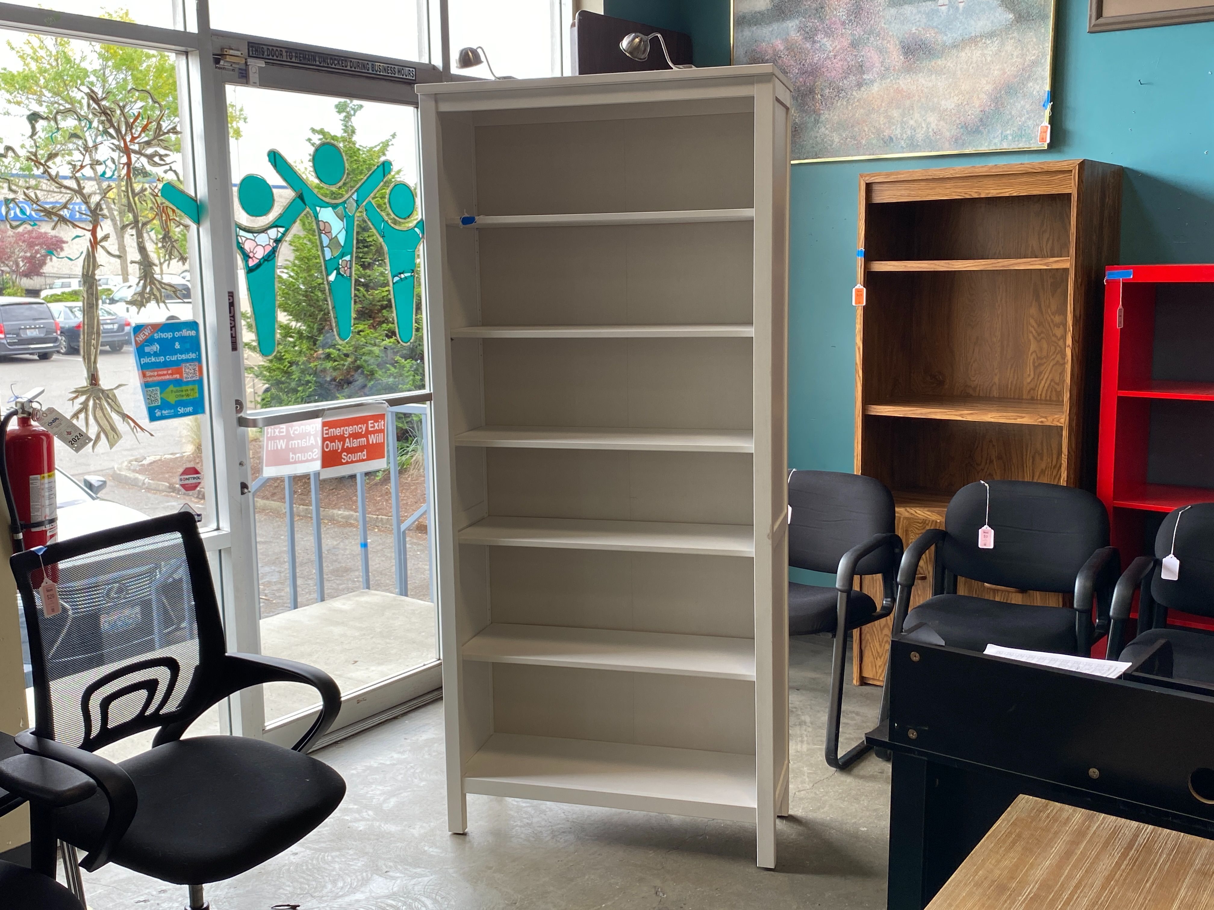 White 6 Tier Bookshelf with Overhang Lights