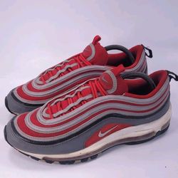 Nike Air Max 97 Athletic Running Shoe Mens Size 8.5 921826-007 Gray Red