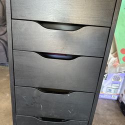 5 Drawer File cabinet - Black Wood 