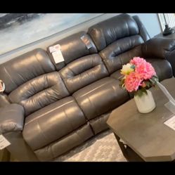 Blue And Grayish Recliner Couches 