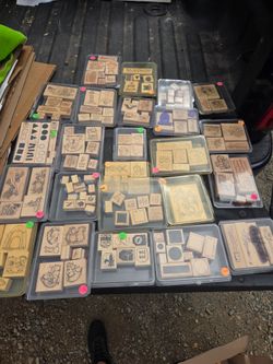Large Lot of Wood Rubber Stamp Sets