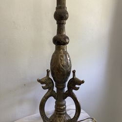 Antique Vintage Brass Chinese Lamp 36”