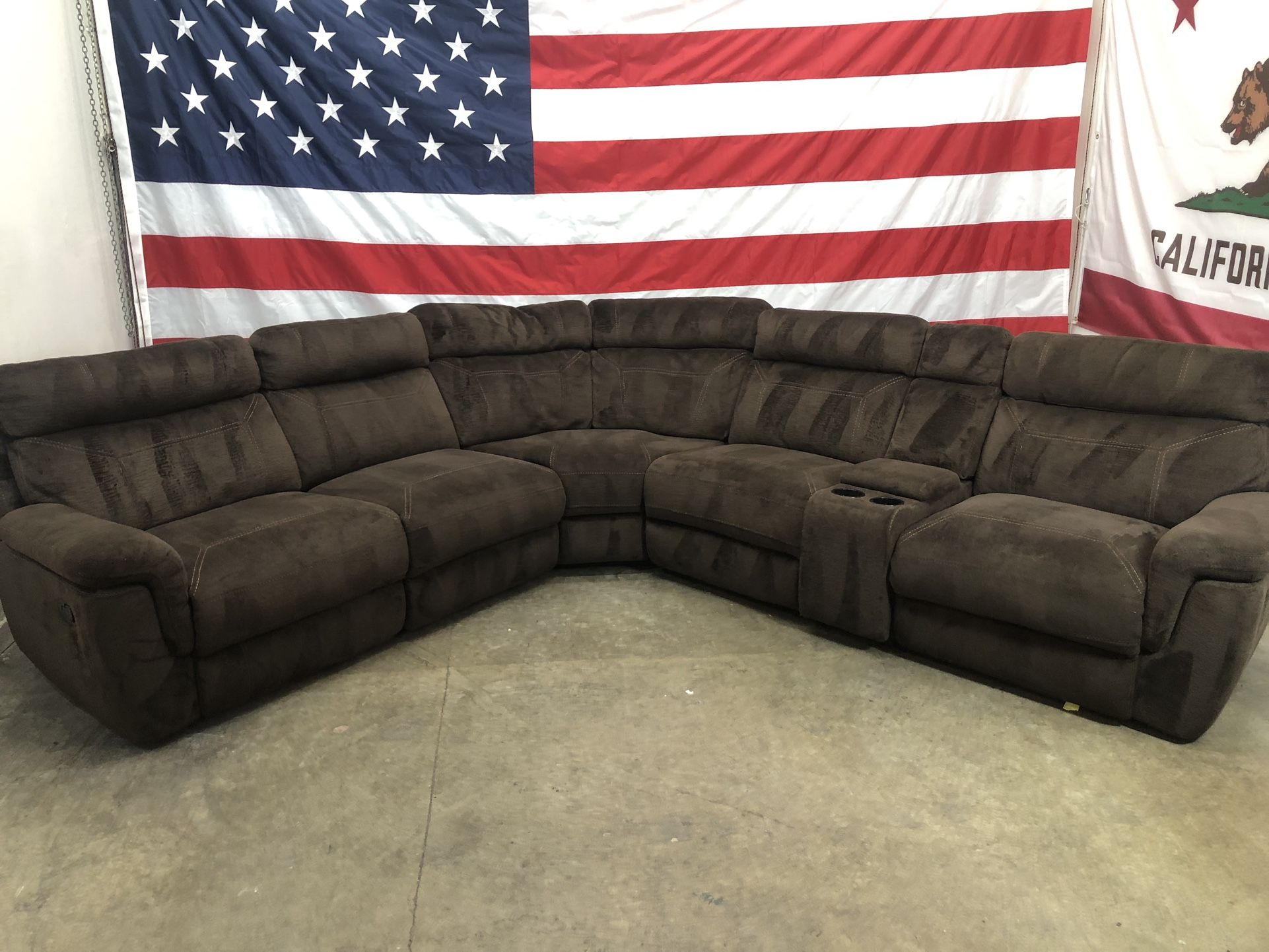 Free Delivery - 6 Piece Microfiber Reclining Sectional Couch