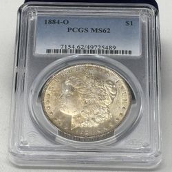 1884-O Toned Morgan Silver Dollar PCGS MS62