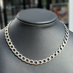 Jewelry .925 sterling silver Curb link chain necklace 17.50” 7.90mm