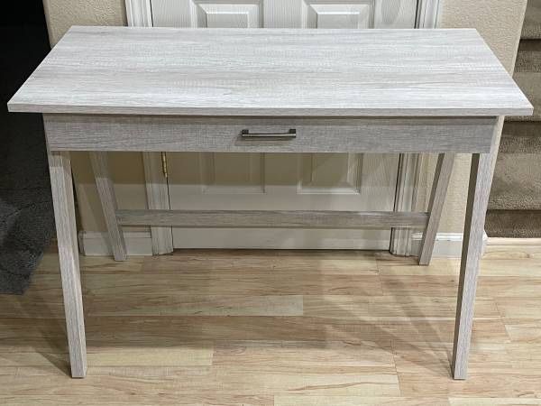 New Gray Rustic Wood Office Computer Writing Desk Modern Mid Century