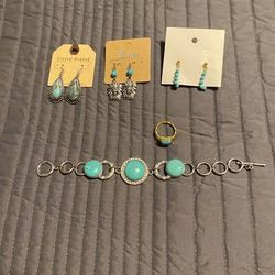 Brand new $5 Each Collection of fashion jewelry ring size 7 featuring turquoise-colored stones set