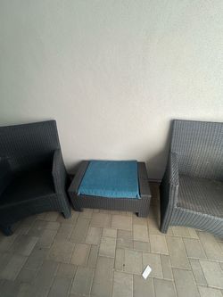 Wicker Patio Chairs and Foot Stool