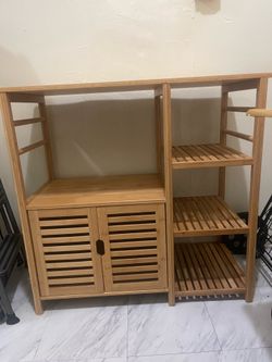Microwave Cabinet Natural Wood MOVE OUT SALE