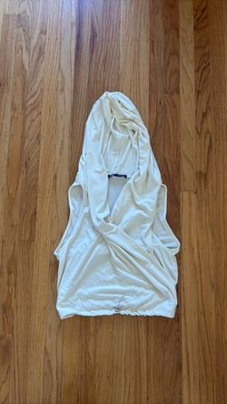 Zara Cream Hooded Sleeveless Top