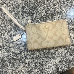 Coach Double Zip Wristlet, Creamy Beige Color, $98