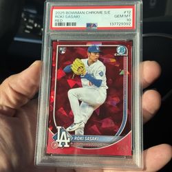 2025 Bowman Chrome Sapphire Rookie Sasaki 1/5 Red Sapphire Rookie Card Psa 10 POP 1