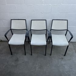 Lanai White Mesh Square Stackable Outdoor Dining Armchair