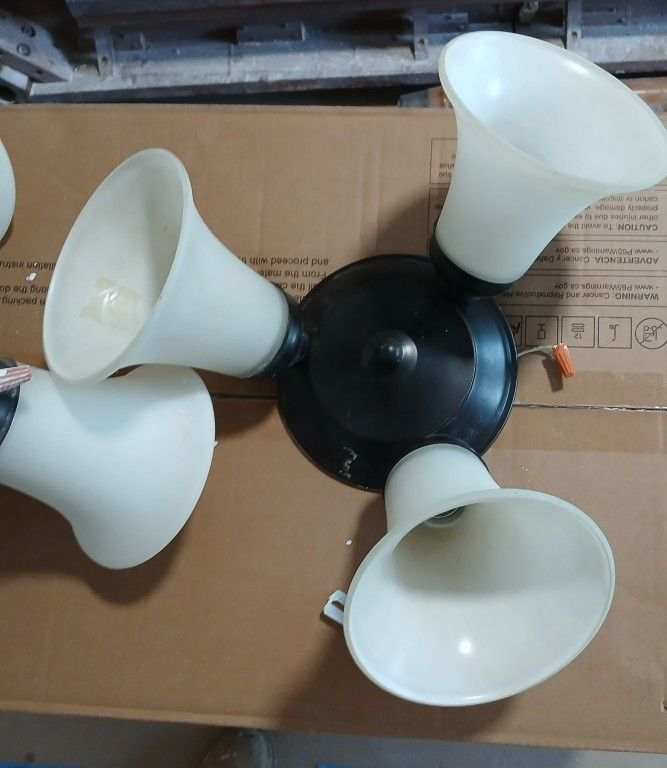 Light Fixtures. 3 Bulb Ceiling Mounting and Electrical wires attached. Set of 2. Bronze Finish. LED LIGHT BULBS INCLUDED!