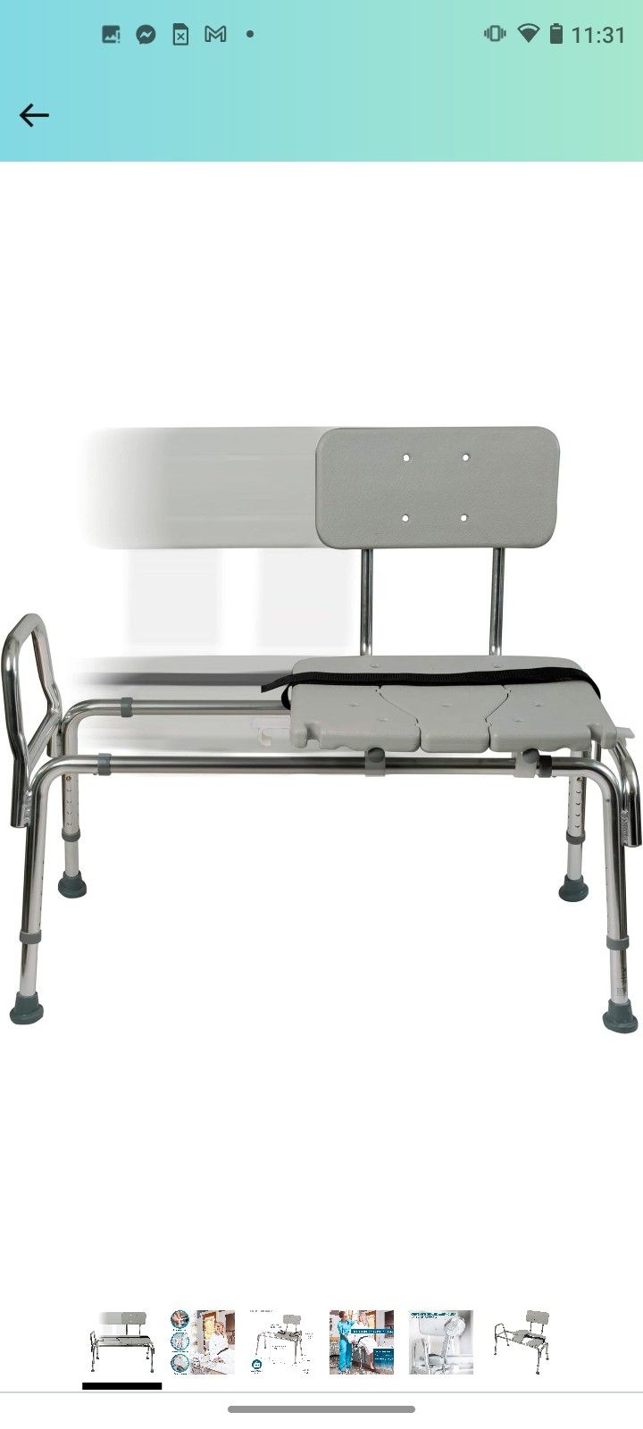 DMI Tub Transfer Bench and Shower Chair with Non Slip Aluminum
