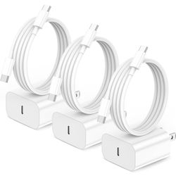3 Pack 20W USB-C Wall Charger with 6ft USB C to USB C Cable for iPhone 15/15 Plus/15 Pro/15 Pro Max/iPad Mini 6,iPad Air4,iPad Pro 12.9 ( please follo