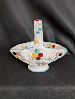 Vintage MCM Handmade Ceramic Basket