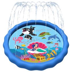 SplashEZ 89’’ Extra Large Splash Pad for Kids & Dogs Great Outdoor Toys for Toddlers 1-3 & Kids Ages 4-8, Baby Pool for Backyard Sprinkler, Pool Plast