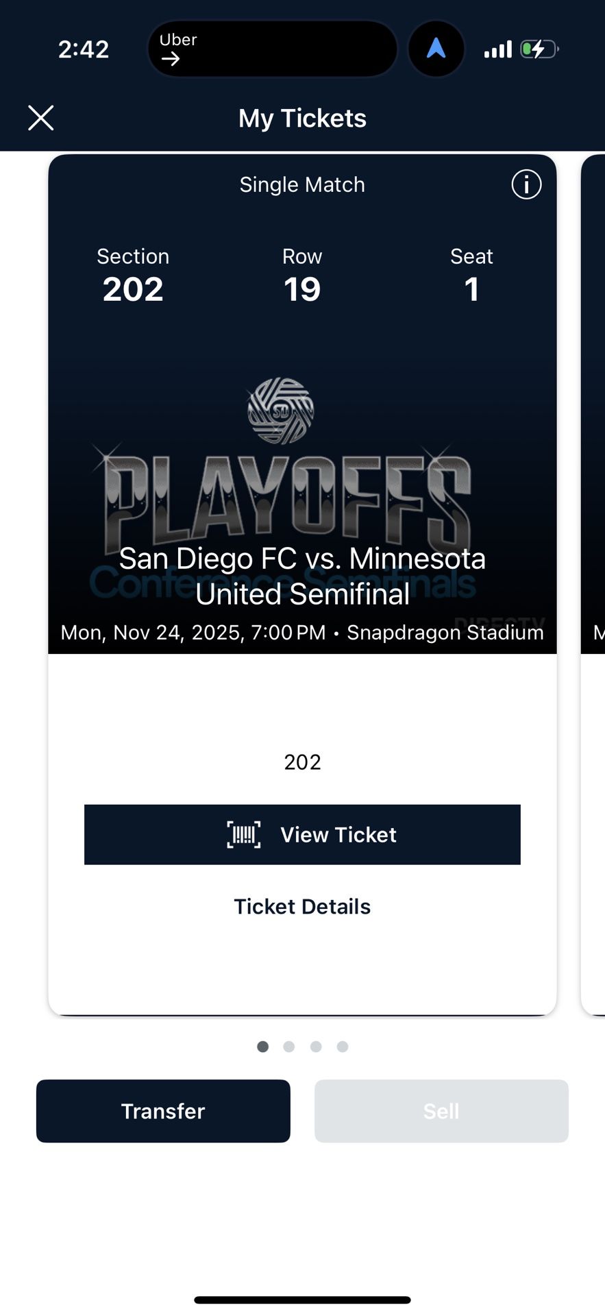 2 SDFC Playoffs Tickets For Monday 11/24/2025