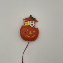 Vintage Halloween Pumpkin with Ghost Popping Up Pull String Pin/ Brooch